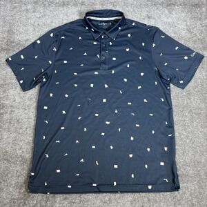 Walter Hagen Mens Golf Polo Shirt Large‎ Blue U.S State Print Short Sleeve